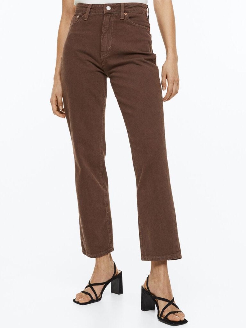 H&M &Denim Vintage Mom Jeans Brown Ultra High Waist Ankle Size 2